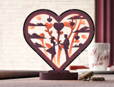 Symphony of Love: Artistic Table Lamp for Valentine's Day - 3D LED Heart Light, Laser Cut Night Lamp, Heart-Shaped Digital Download |#U372|