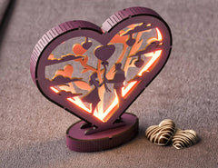 Symphony of Love: Artistic Table Lamp for Valentine's Day - 3D LED Heart Light, Laser Cut Night Lamp, Heart-Shaped Digital Download |#U372| VectorPort