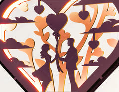 Symphony of Love: Artistic Table Lamp for Valentine's Day - 3D LED Heart Light, Laser Cut Night Lamp, Heart-Shaped Digital Download |#U372|