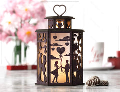 Valentine's Elegance: Laser Cut Candle Holder - Romantic 3D Glow, Artistic Table Centerpiece, Tealight Night Light Lantern Digital Download |#U373|