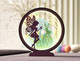 Enchanting Easter: Round Table Lamp with Bunny and Fairy Silhouettes - LED Illumination Night Lamp Digital Download |#U375| VectorPort