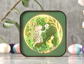 Easter Magic: Square Table Lamp with Bunny and Fairy Silhouettes - LED Illumination Night Lamp Digital Download |#U377| VectorPort