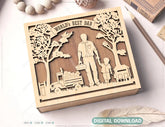 Father's Day engraved Gift Box – Dad and Son Themed laser cut SVG Template, Card Case Favor Box Digital Downloads |#U379| VectorPort