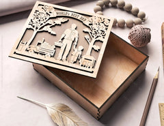 Father's Day engraved Gift Box – Dad and Son Themed laser cut SVG Template, Card Case Favor Box Digital Downloads |#U379| VectorPort