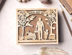 Father's Day engraved Gift Box – Dad and Son Themed laser cut SVG Template, Card Case Favor Box Digital Downloads |#U379| VectorPort