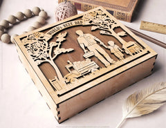 Father's Day engraved Gift Box – Dad and Son Themed laser cut SVG Template, Card Case Favor Box Digital Downloads |#U379| VectorPort