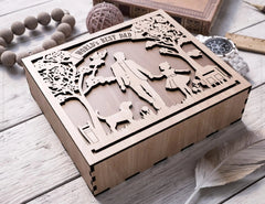 Father's Day engraved Gift Box – Dad and Daughter Themed laser cut SVG Template, Card Case Favor Box Digital Downloads |#U380| VectorPort