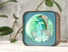 Father’s Day Glow: Laser Cut LED Lamp, Dad and Son Moments – Rectangle Night Lamp Digital Download |#U381| VectorPort