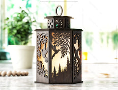 Hummingbird Tree Luminary SVG Candle Holder Tealight Lamp Night Light Forest Scene Lantern Digital Download |#U383|