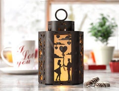 Valentine's Elegance: Laser Cut Candle Holder - Tealight Night Light Lantern Curved Corner Digital Download |#U384| VectorPort