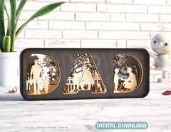 Dad & Son Shadow Box SVG, Standing Dad and Son Multilayer Happy Father’s Day Gift for Dad Diy gift Digital Download |#U390|