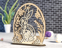 Spring Blooms & Bunnies: Standing Easter Bunny SVG Laser Cut Files, Bunny Floral Ornaments, Rabbit Silhouette Digital Download |#U394| VectorPort