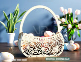 Easter Basket & Egg Bowl SVG Files: Laser Cut Fun for the Holidays, Delightful Easter Décor, Wooden Basket Digital Download |#U398| VectorPort