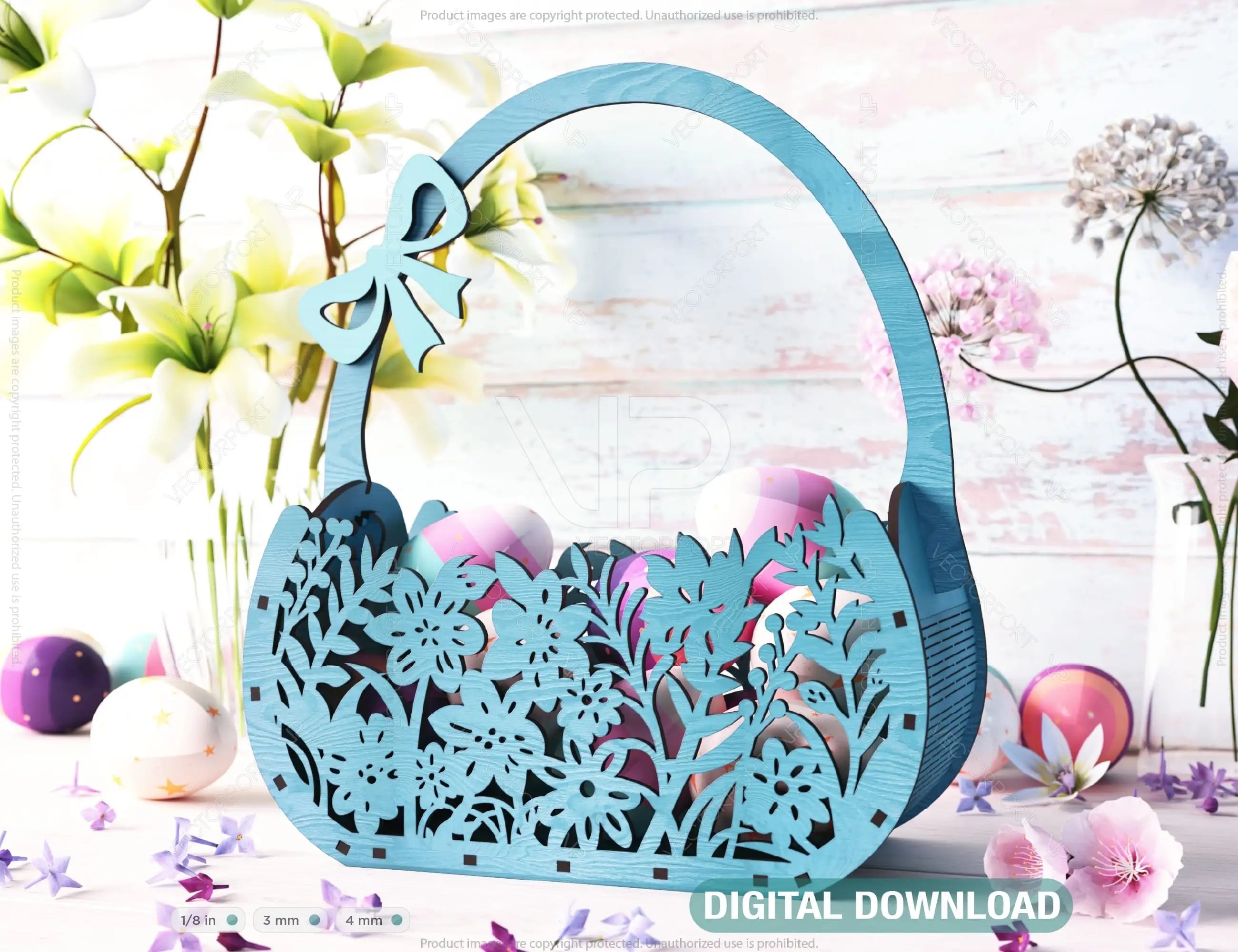 Basket & Egg Bowl SVG Files: Laser Cut Fun for the Holidays, Delightful Easter Décor, Wooden Basket Digital Download |#U401| VectorPort
