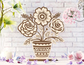 Mom's Blooming Delight: Standing Flower Pot Home Decoration, Mother’s day gift laser cut SVG Diy gift Digital Download |#U402| VectorPort