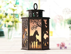 Horse Silhouette Forest Lantern: Laser Cut Tealight Candle Holder Night Light Forest Scene Lantern Digital Download |#U405| VectorPort