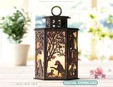 Puppy Dog Forest Lantern: Laser Cut Tealight Candle Holder Night Light Forest Scene Lantern Digital Download |#U408|