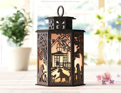 Puppy Dog Forest Lantern: Laser Cut Tealight Candle Holder Night Light Forest Scene Lantern Digital Download |#U408| VectorPort