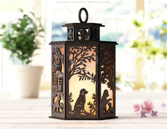 Puppy Dog Forest Lantern: Laser Cut Tealight Candle Holder Night Light Forest Scene Lantern Digital Download |#U408|