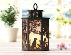 Puppy Dog Forest Lantern: Laser Cut Tealight Candle Holder Night Light Forest Scene Lantern Digital Download |#U408| VectorPort