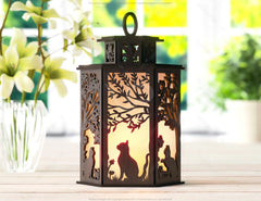 Cat Silhouette Lantern: Laser Cut Tealight Candle Holder Night Light Forest Scene Lantern Digital Download |#U410|