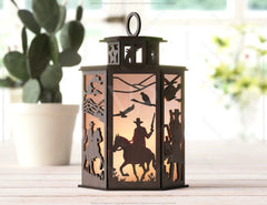 Cowboy Adventure Lantern: Light Up the Wild West Laser Cut Tealight Candle Holder Western-Themed Digital Download |#U411| VectorPort