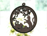 Cat Scene Bauble Ornaments Balls Tree Decorations Craft Hanging Cat Silhouette Forest Scene laser cut Digital Download |#U415| VectorPort
