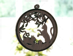 Cat Scene Bauble Ornaments Balls Tree Decorations Craft Hanging Cat Silhouette Forest Scene laser cut Digital Download |#U415|