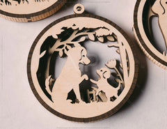 Dog Scene Bauble Ornaments Balls Tree Decorations Craft Hanging Dog Silhouette Forest Scene laser cut Digital Download |#U418|