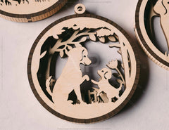 Dog Scene Bauble Ornaments Balls Tree Decorations Craft Hanging Dog Silhouette Forest Scene laser cut Digital Download |#U418| VectorPort
