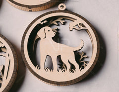 Dog Scene Bauble Ornaments Balls Tree Decorations Craft Hanging Dog Silhouette Forest Scene laser cut Digital Download |#U418|