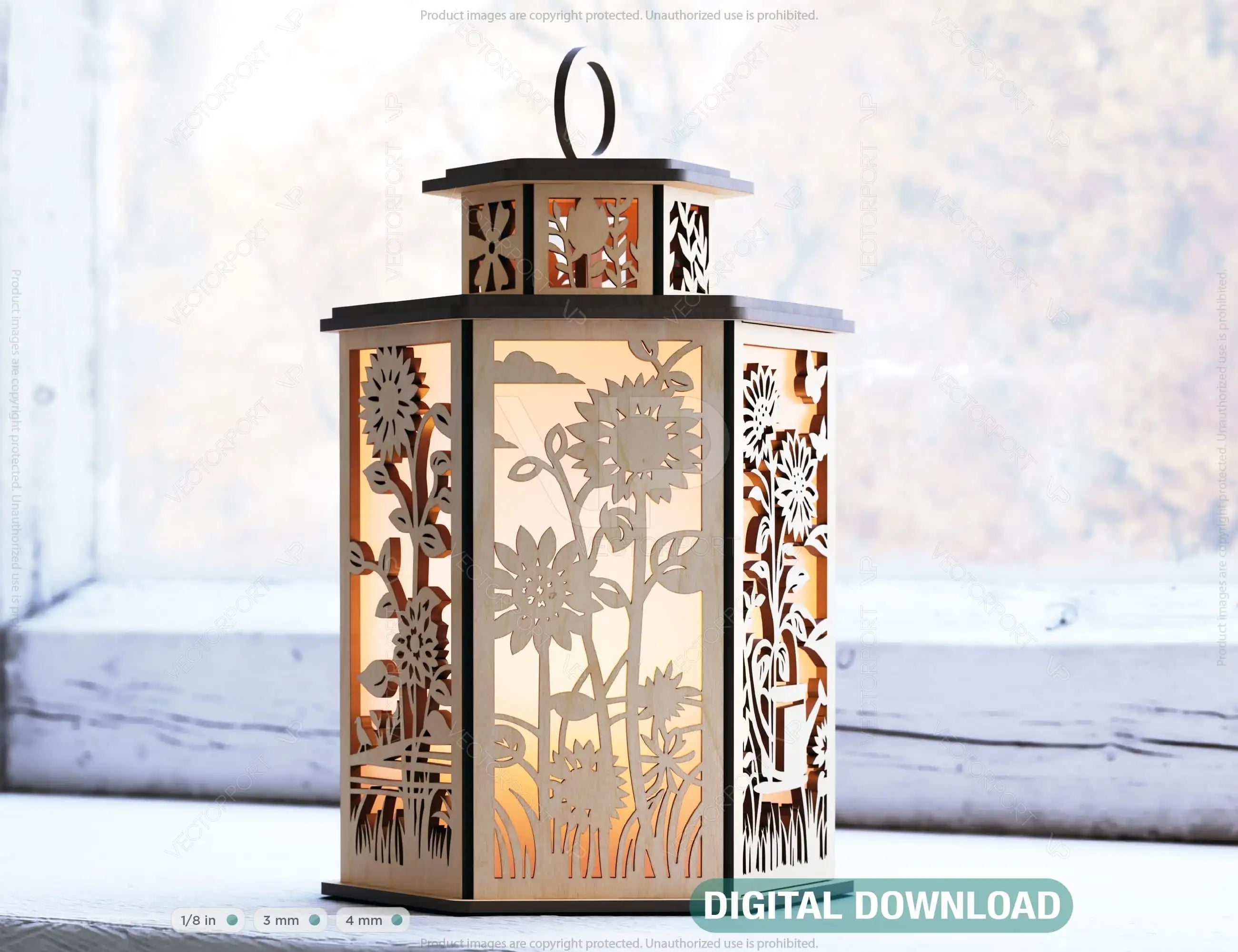 Sunny Delight: Sunflower Lantern - Laser Cut Tealight Candle Holder Night Light Digital Download |#U419| VectorPort