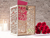 Floral Wedding Card Box with Laser-Cut Elegance Decoration Wooden Money Box With Lock Envelope Invitation Box SVG Digital Download |#U420| VectorPort