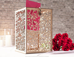 Floral Wedding Card Box with Laser-Cut Elegance Decoration Wooden Money Box With Lock Envelope Invitation Box SVG Digital Download |#U420| VectorPort