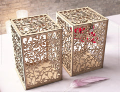 Floral Wedding Card Box with Laser-Cut Elegance Decoration Wooden Money Box With Lock Envelope Invitation Box SVG Digital Download |#U420| VectorPort