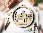 Father’s Day Personalized Laser cut Gift Round Engraved Special Round Keychain SVG Digital Download |#U421|