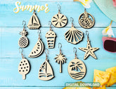Summer Tear Drop Pendant Earrings Bundle Laser Cut SVG for Women Jewelry Wooden Accessories Digital Download |#U422| VectorPort