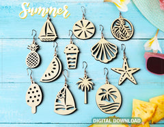 Summer Tear Drop Pendant Earrings Bundle Laser Cut SVG for Women Jewelry Wooden Accessories Digital Download |#U422| VectorPort