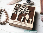 Father's Day engraved Gift Box – Dad & Son/Daughter Themed laser cut SVG Template, Card Case Favor Box Digital Downloads |#U423|