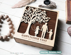 Father's Day engraved Gift Box – Dad & Son/Daughter Themed laser cut SVG Template, Card Case Favor Box Digital Downloads |#U423|