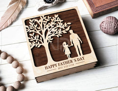 Father's Day engraved Gift Box – Dad & Son/Daughter Themed laser cut SVG Template, Card Case Favor Box Digital Downloads |#U423|