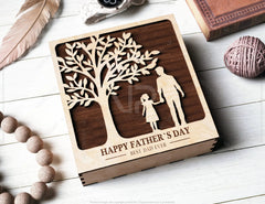 Father's Day engraved Gift Box – Dad & Son/Daughter Themed laser cut SVG Template, Card Case Favor Box Digital Downloads |#U423| VectorPort