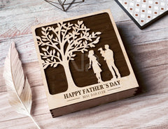 Father's Day engraved Gift Box – Dad & Mom/Son/Daughter Themed laser cut SVG Template, Card Case Favor Box Digital Downloads |#U424| VectorPort
