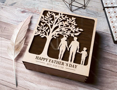 Father's Day engraved Gift Box – Dad & Mom/Son/Daughter Themed laser cut SVG Template, Card Case Favor Box Digital Downloads |#U424| VectorPort