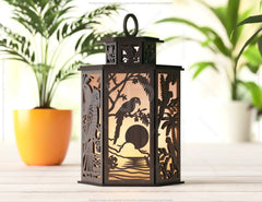 Exotic Tropical Lantern: Parrot Laser Cut Tealight Candle Holder Night Light Birds Jungle Forest Scene Lantern Digital Download |#U425|