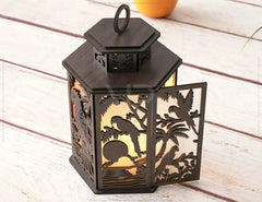 Exotic Tropical Lantern: Parrot Laser Cut Tealight Candle Holder Night Light Birds Jungle Forest Scene Lantern Digital Download |#U425|