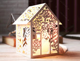 Floral Papercut 3D Home Shape Lantern: Tealight Candle Holder Night Light Digital Download |#U426| VectorPort
