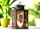 Enchanted Evenings: Owl Tealight Lantern - Woodland Glow Laser Cut Tealight Candle Holder Night Lamp Forest Scene Digital Download |#U429|