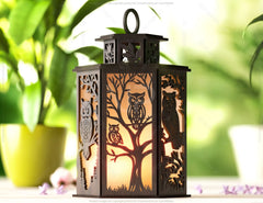 Enchanted Evenings: Owl Tealight Lantern - Woodland Glow Laser Cut Tealight Candle Holder Night Lamp Forest Scene Digital Download |#U429|