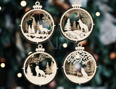 Bundle of 3D Christmas Ornaments, Tree Decorations Craft Set, Hanging Bauble with Snowy Scene, New Year Holiday Laser Cut Digital Download |#U434| VectorPort